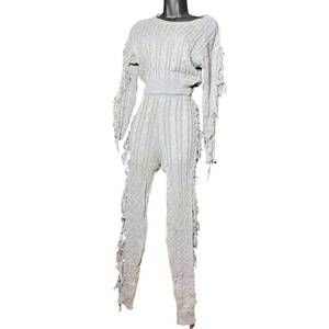 NEW LOVE SENSE women's sweater fringe set in gray